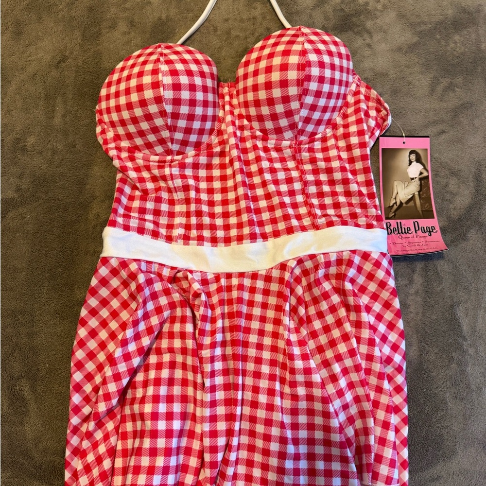 Bettie Page Red and White Checkered Kids One Piece